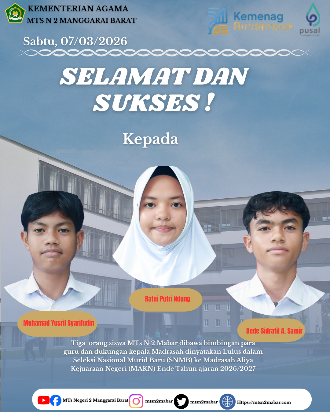 Siswa MTsN 2 Manggarai Barat Ukir Prestasi, Lolos Seleksi MAKN Ende